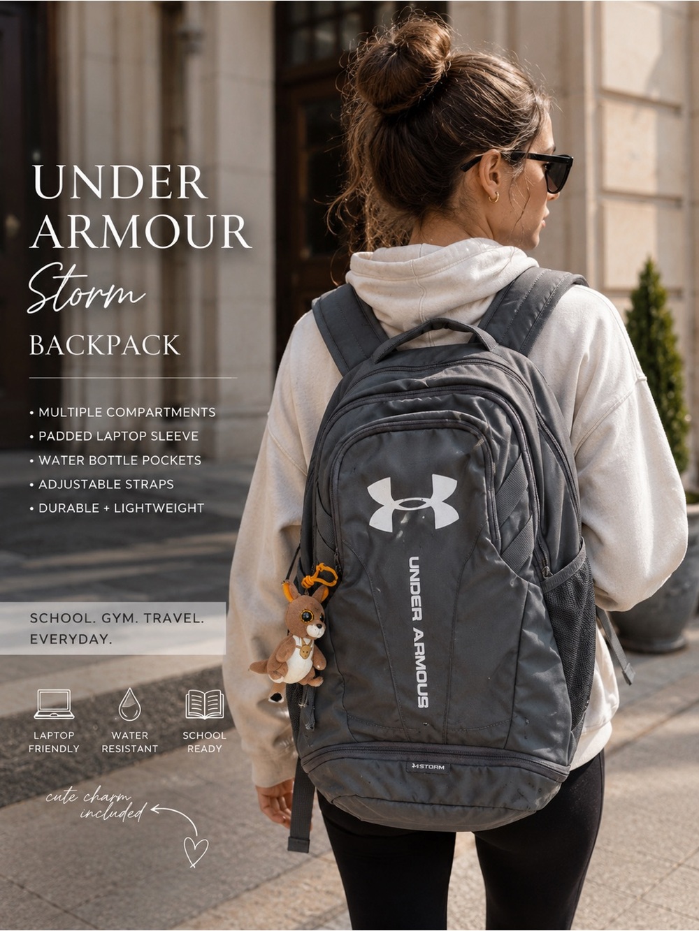 Under Armour Storm Gray Backpack Laptop School Gym Travel Bookbag
